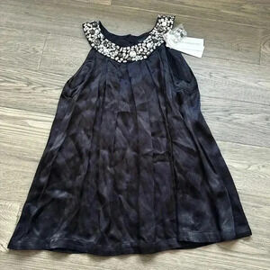 French Connection | Black satin tank top with rhinestones